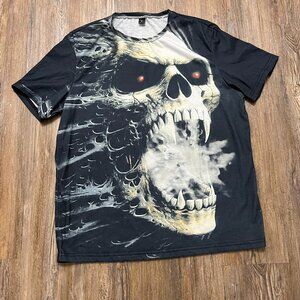 Raging Skull T-Shirt - Men Size XL - Brand: Manfinity - Dual Side Graphics